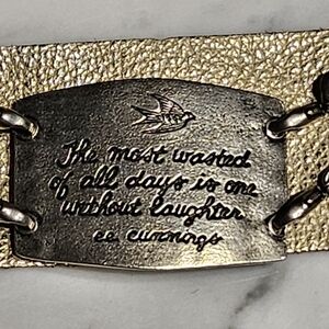 NWT - Cream Leather Bracelet with Inspirational DAYS WITH LAUGHTER Quote